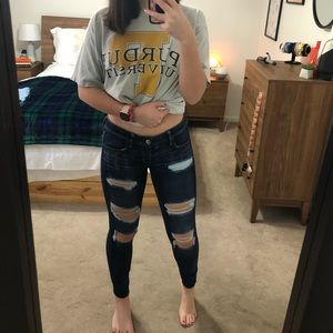 dark wash distressed american eagle jeans